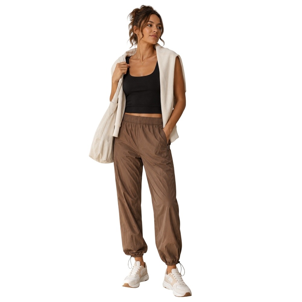 NWT‎ Athleta Rise Pant Large Brown Utility Travel Jogger Water Repellent
